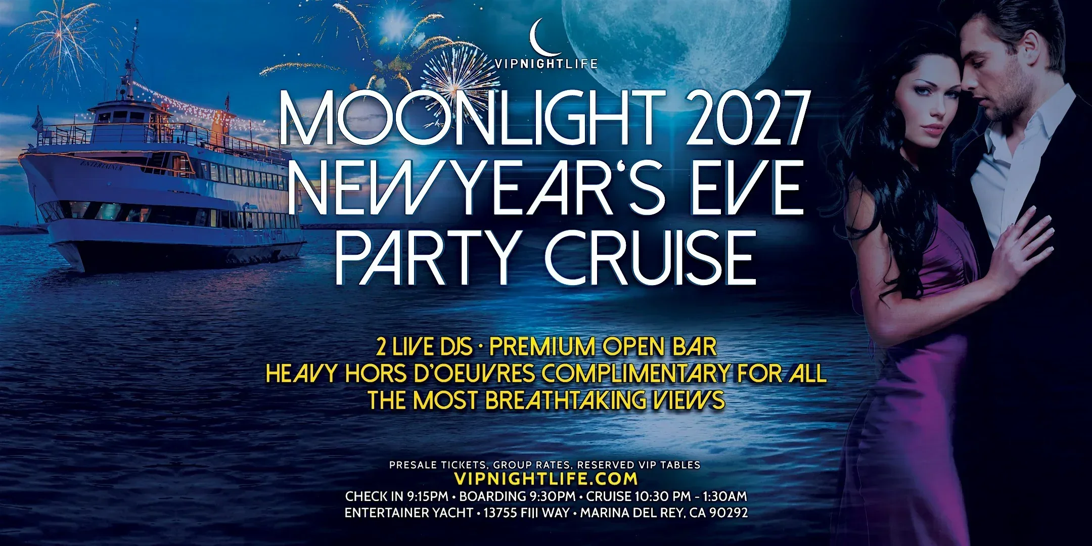 LA New Year's Eve Moonlight Fireworks Cruise 2027