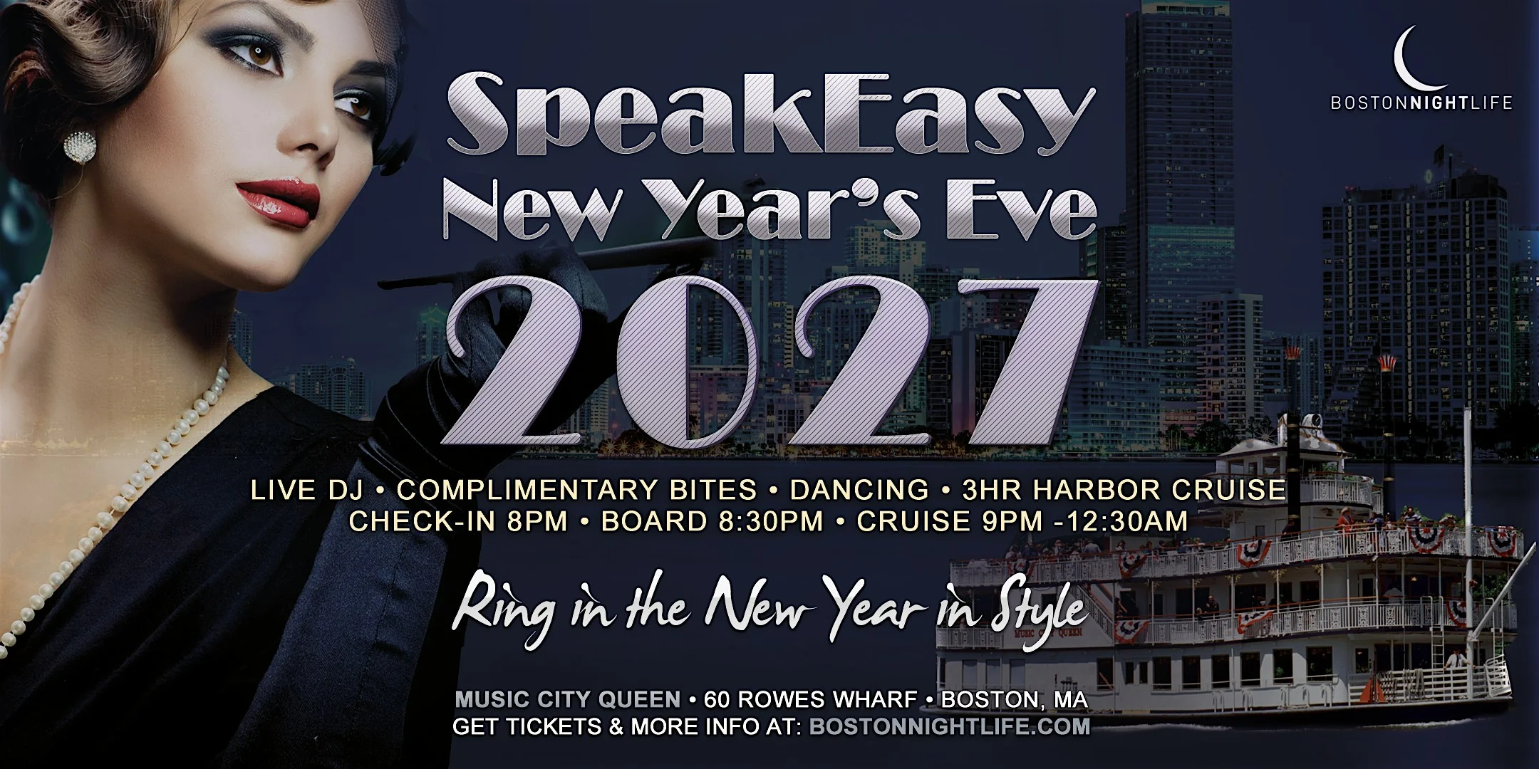 Boston New Year’s Eve Party 2027 – Speakeasy Cruise