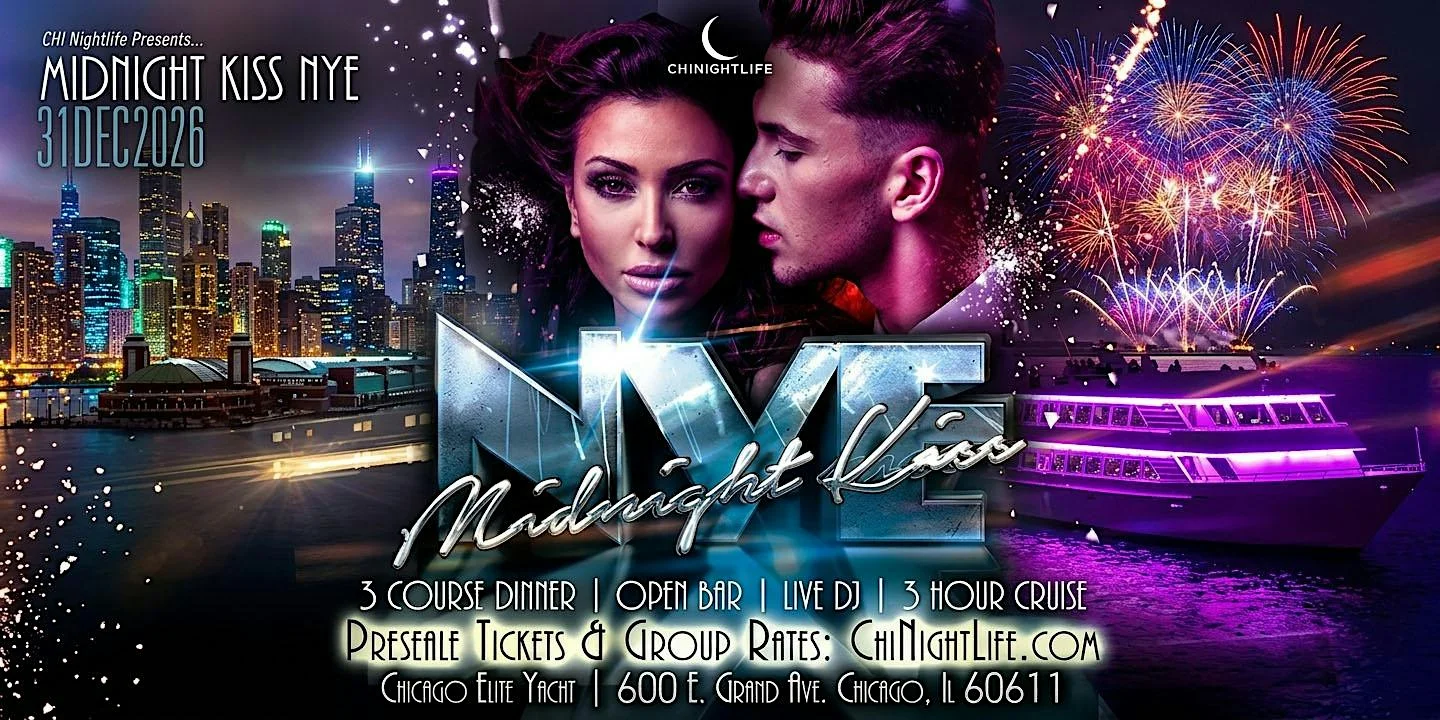2027 Chicago New Years Eve Fireworks Cruise - The Midnight Kiss