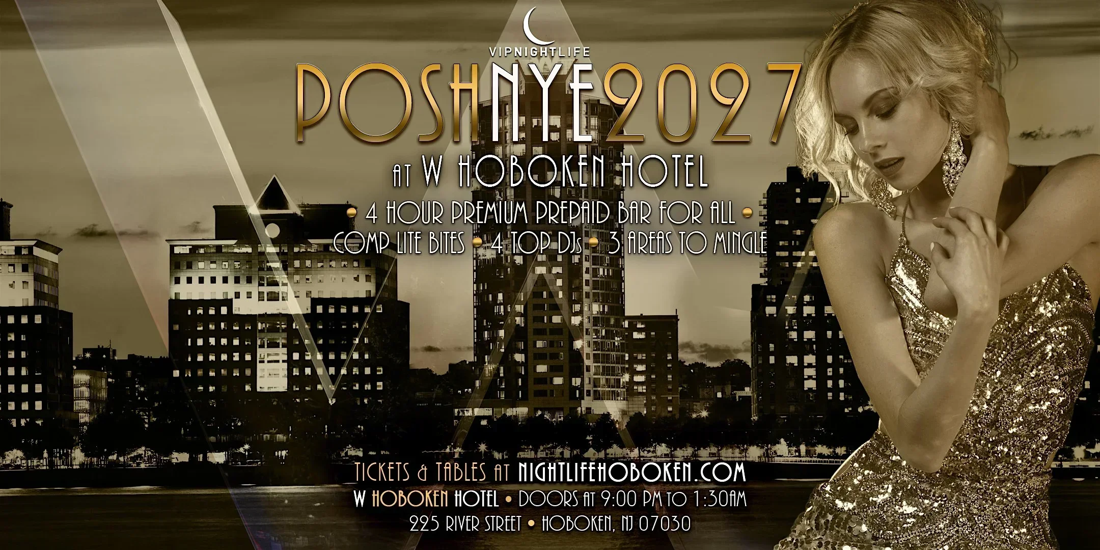 2027 Posh W Hotel VIP Hoboken New Year's Eve Party
