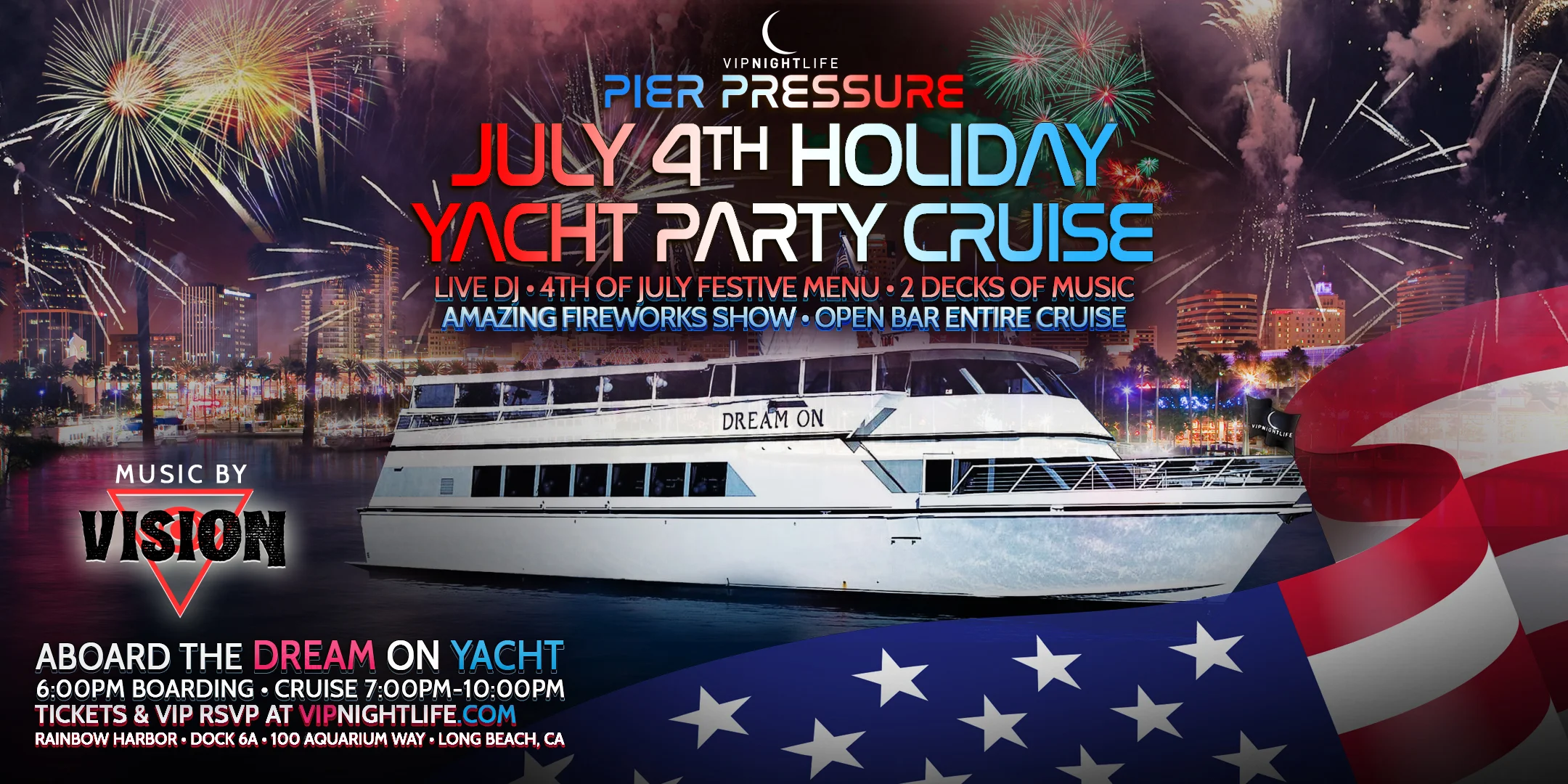 Long Beach 4th of July Pier Pressure Red, White & Fireworks Party Cruise