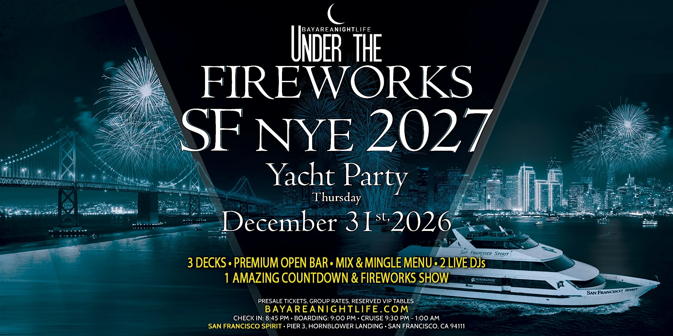 2027 SF New Year’s Eve Party Under the Fireworks Cruise